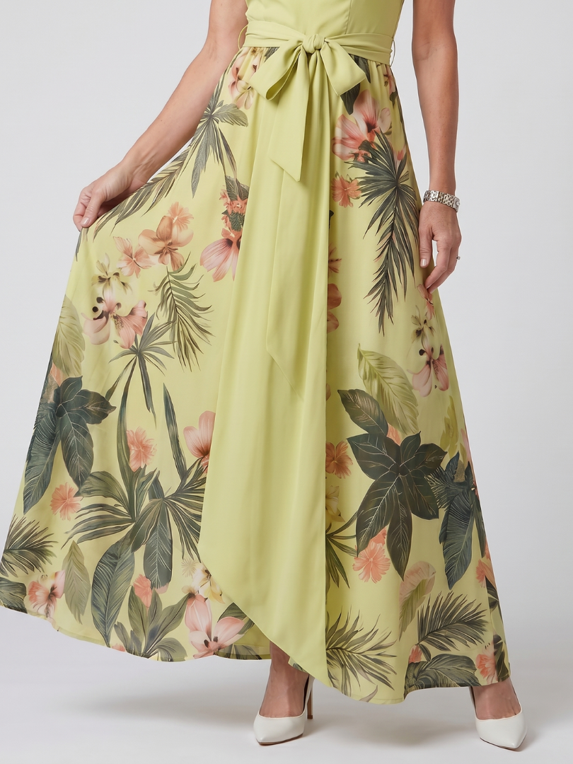 Meadow™ | Draped Halter Botanical Maxi Dress