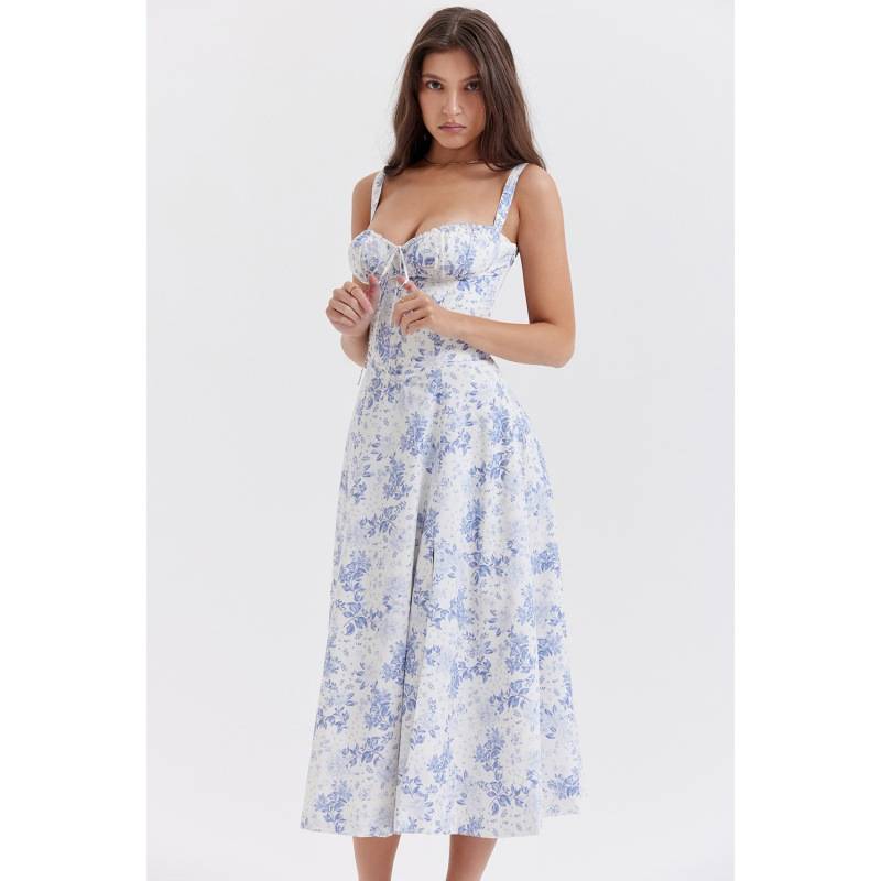Midi corset dress with buttons and lace
