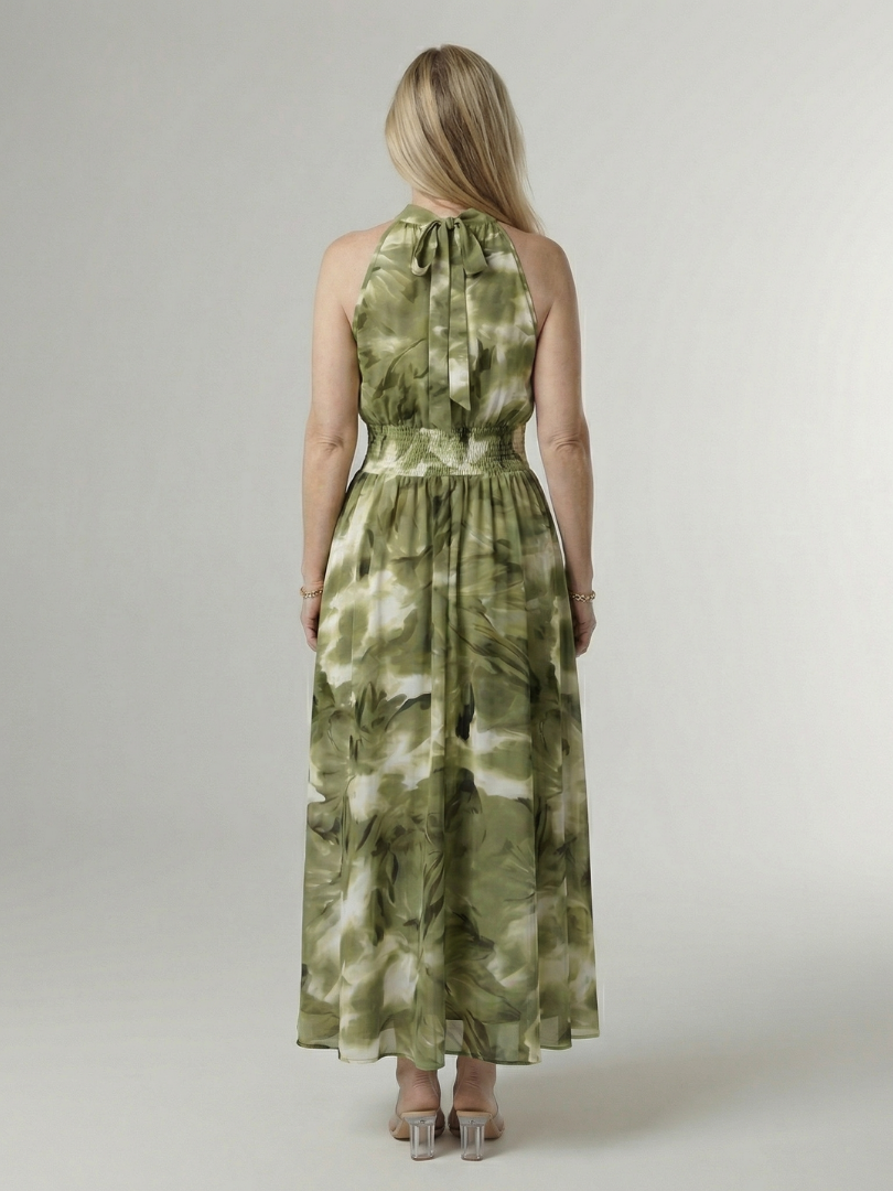 Thea™ | Pleated Waist Stripe Midi Dress