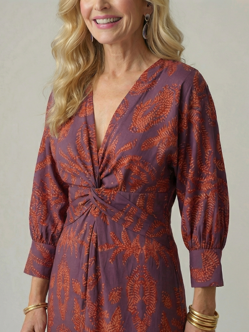 Naomi™ | Natural Wrap Midi Dress