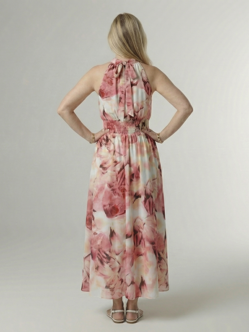 Thea™ | Pleated Waist Stripe Midi Dress