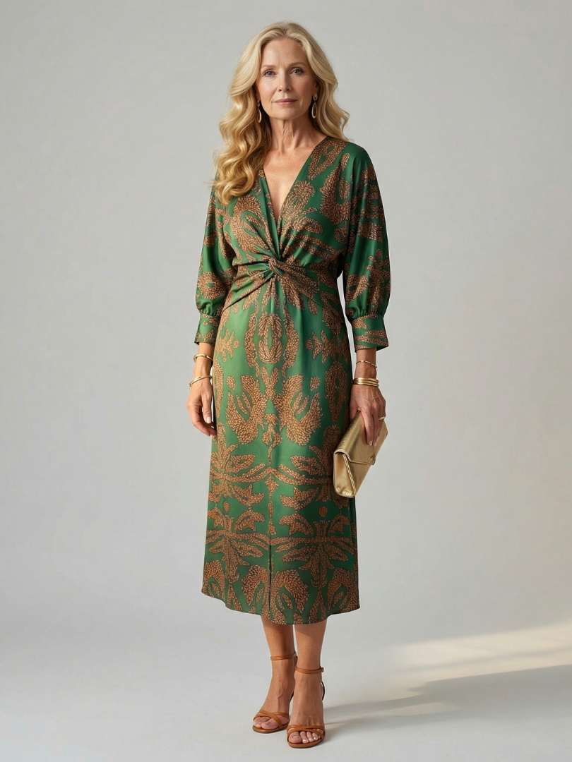 Naomi™ | Natural Wrap Midi Dress