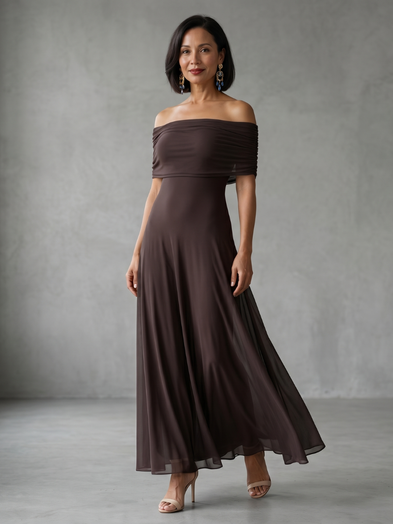 June™ | Off Shoulder Draped Midi Dress