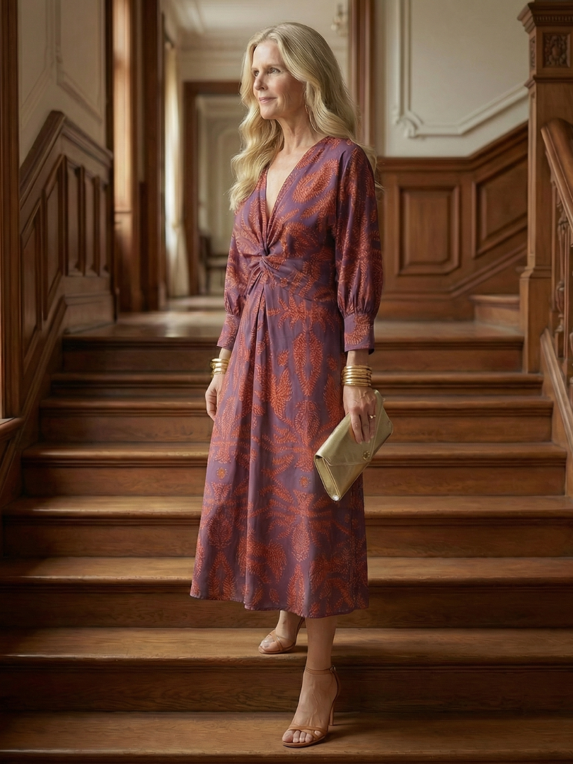 Naomi™ | Natural Wrap Midi Dress
