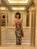Lara™ | Fitted Multicolor Scale Maxi Dress