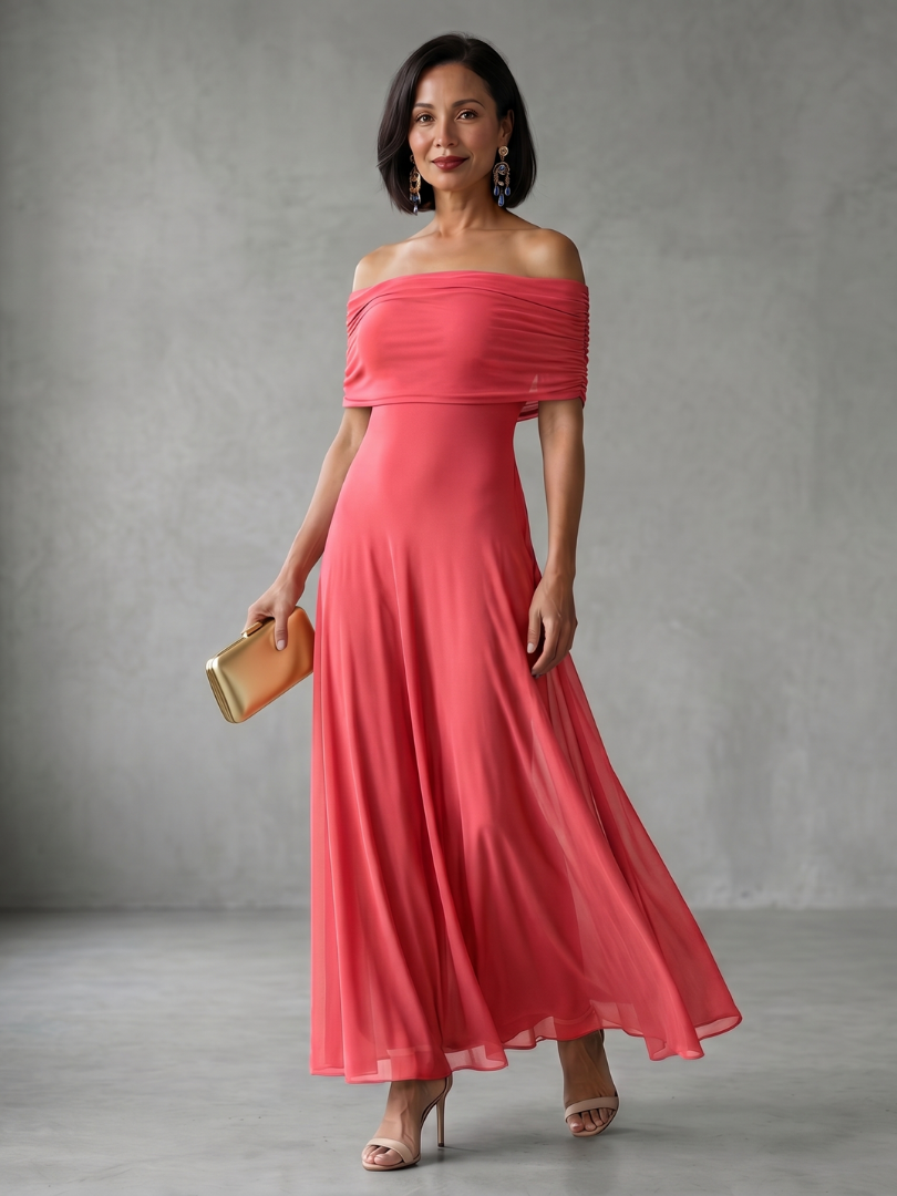 June™ | Off Shoulder Draped Midi Dress