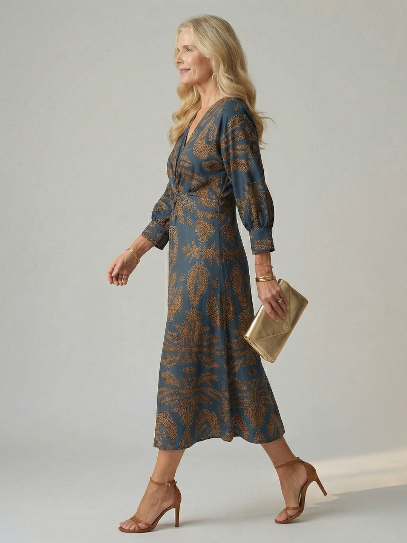 Naomi™ | Natural Wrap Midi Dress