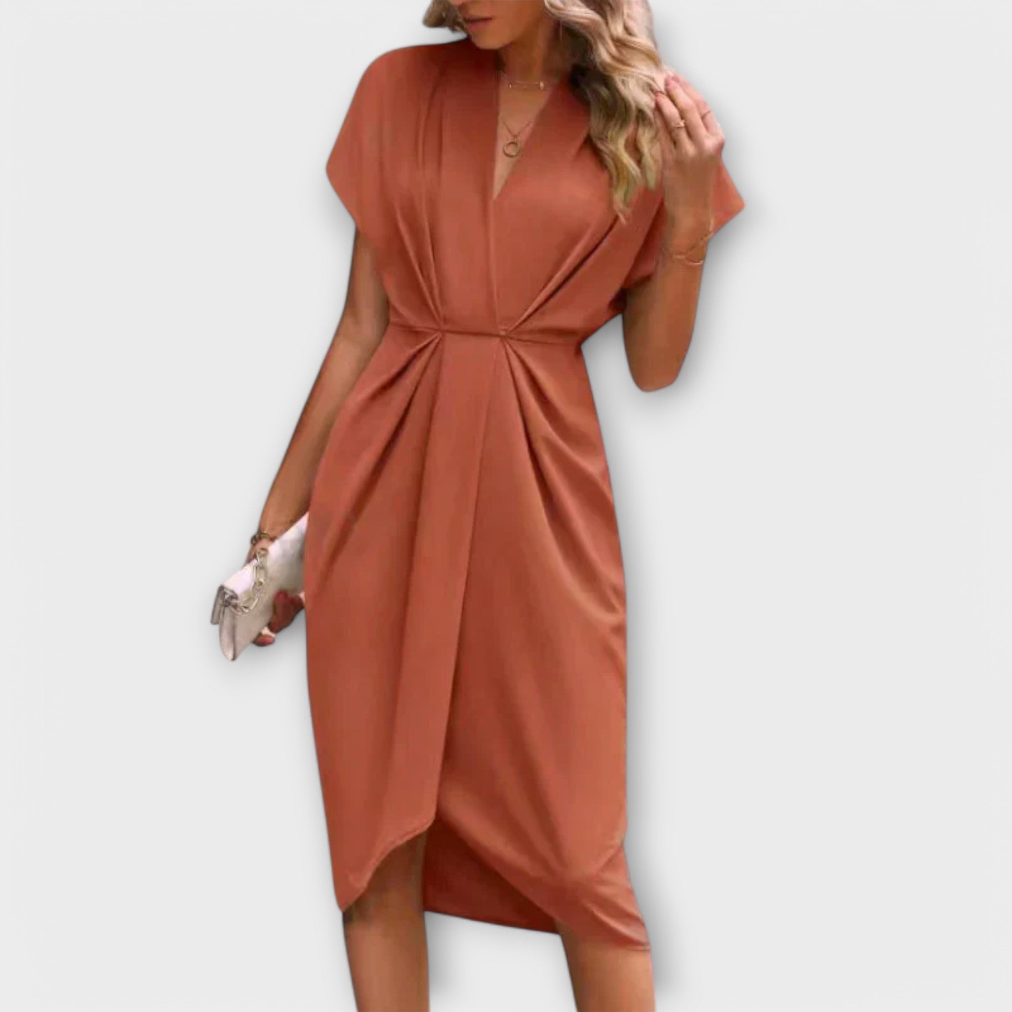 Dana midi dress with a stylish bow at the waist