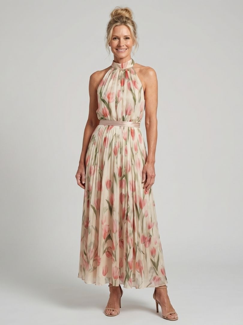 Floral halter neck midi dress by Aurelia