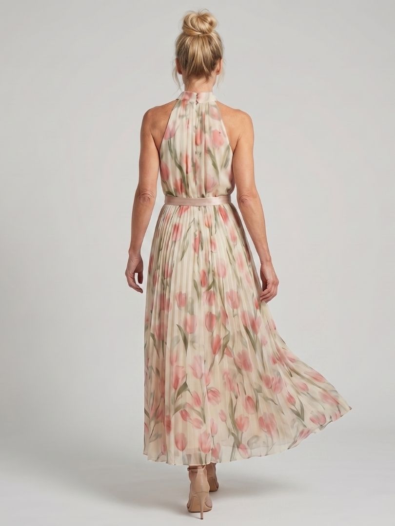 Aurelia™ | Halter Neck Floral Midi Dress