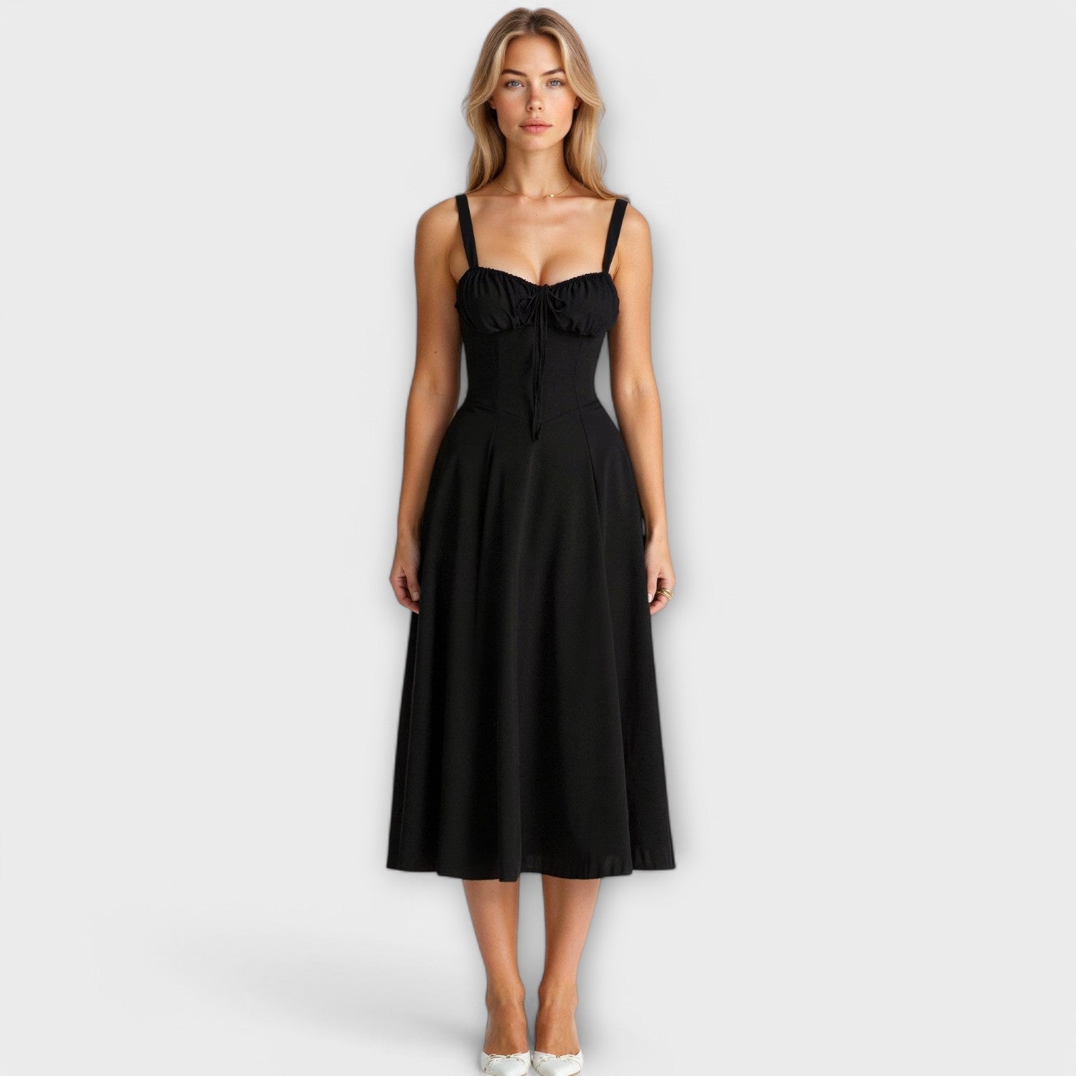 Lace detail on midi corset dress